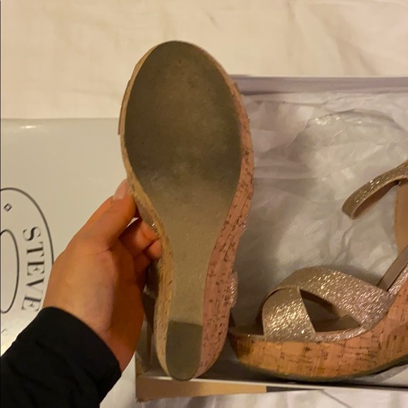 Gold Glitter Cork Wedge Sandal - Picture 2 of 2